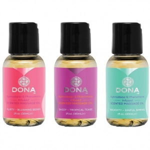 Набор массажных масел "Dona" с феромонами и афродизиаками, 3шт по 30ml