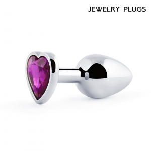 Пробка с фиолетовым кристаллом "Jewerly Plugs" металл, сердце, M